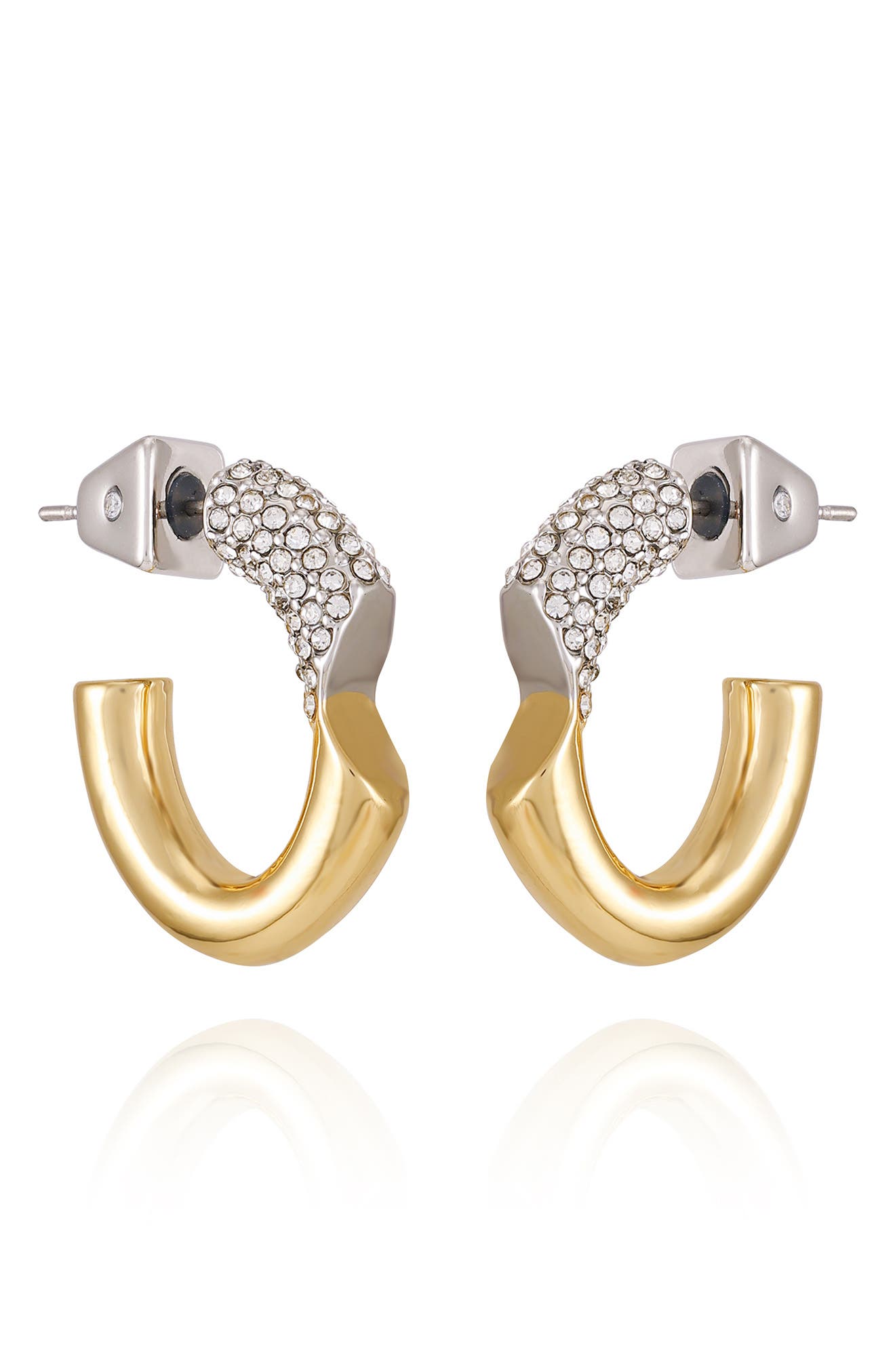 Vince Camuto Two-Tone Pavé Crystal Hoop Earrings