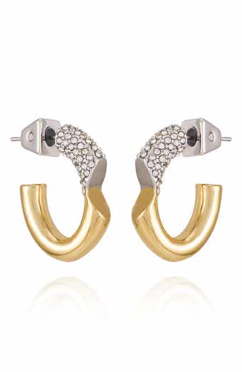 Vince Camuto Two-Tone Pavé Crystal Hoop Earrings