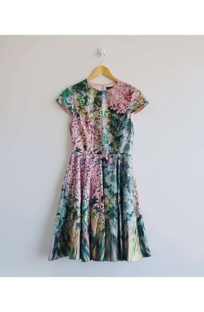 Ted Baker London 'Glitch' Floral Print Fit & Flare Dress, Alternate, color, 