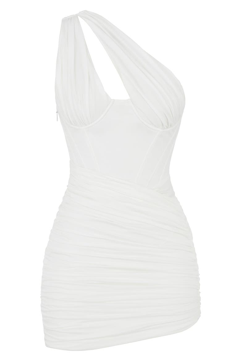 Clementine Cutout Ruched Minidress, Alternate, color, WHITE