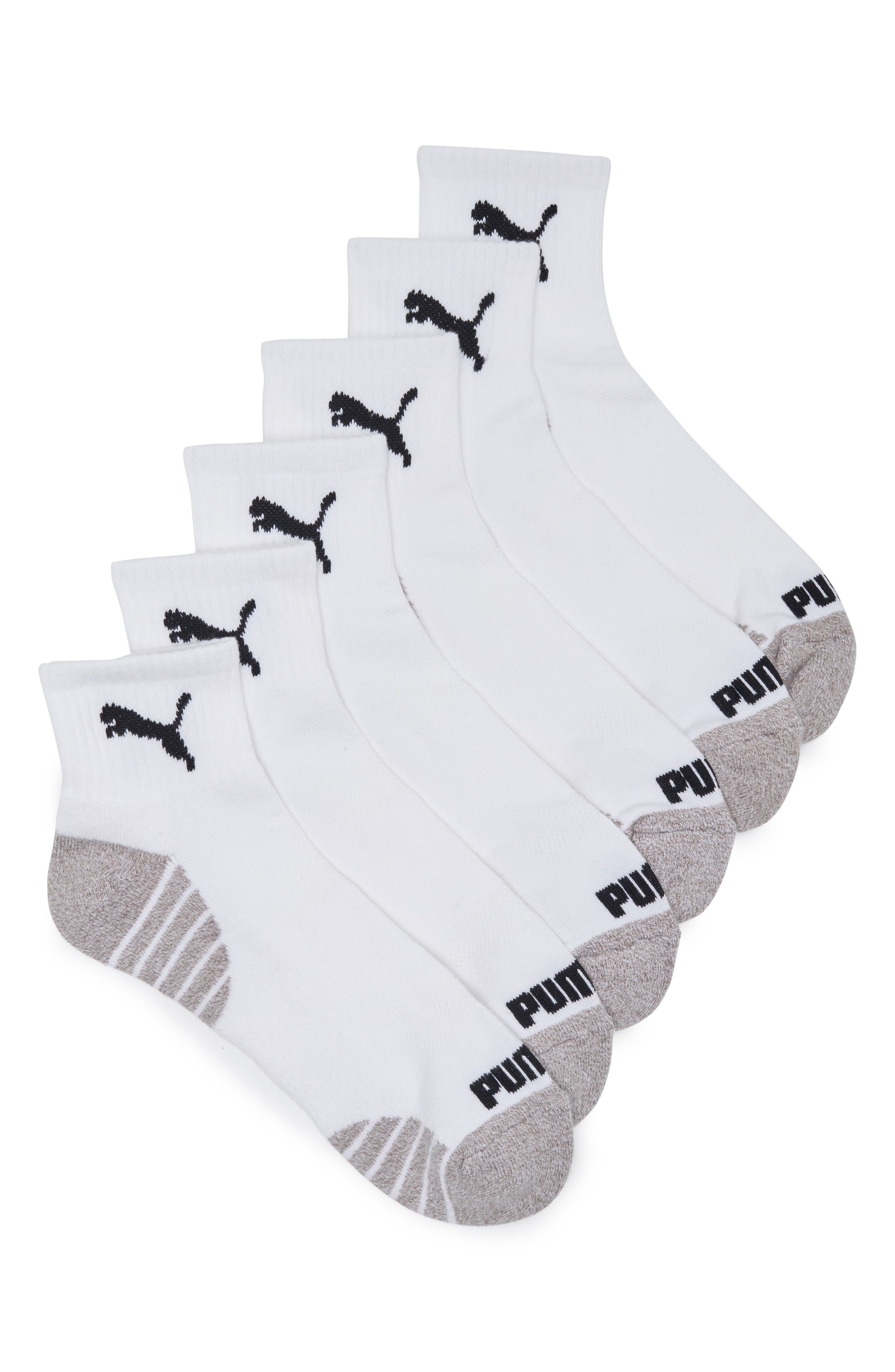 PUMA 6-Pack Terry Quarter Length Socks