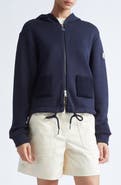 Moncler Knit Accent Cotton Blend Zip Hoodie