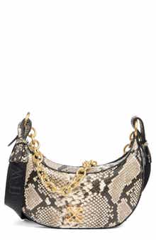 Hemisphere Snakeskin Embossed Leather Hobo Bag