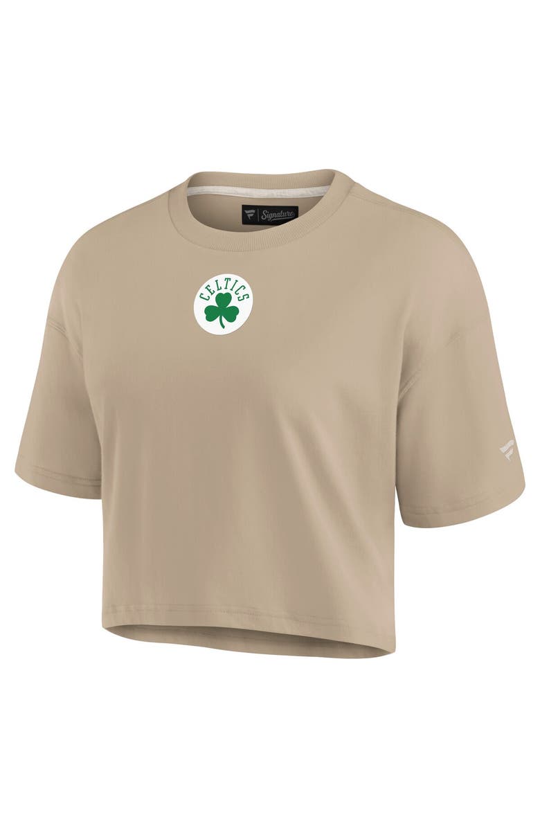 Fanatics Signature Women's Fanatics Signature Khaki Boston Celtics Elements Super Soft Boxy Cropped T-Shirt, Alternate, color, 
