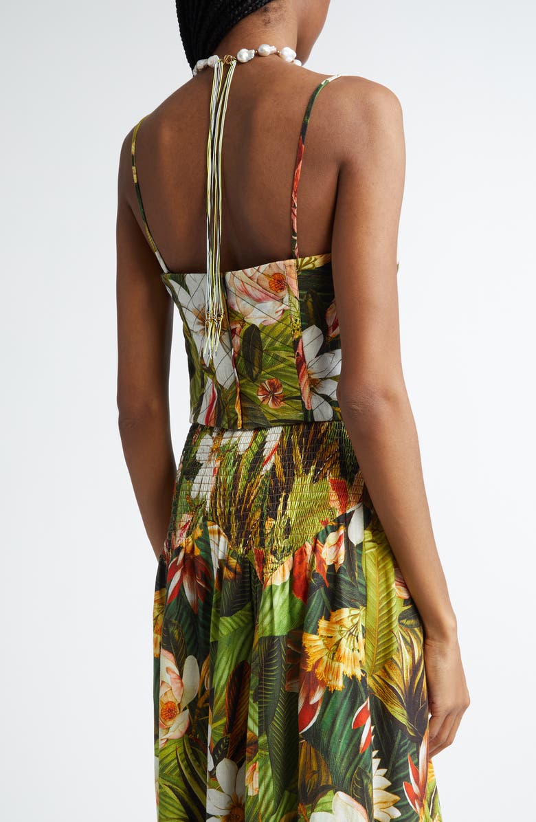 FARM Rio Botanical Forest Convertible Strap Linen Blend Corset Top, Alternate, color, 