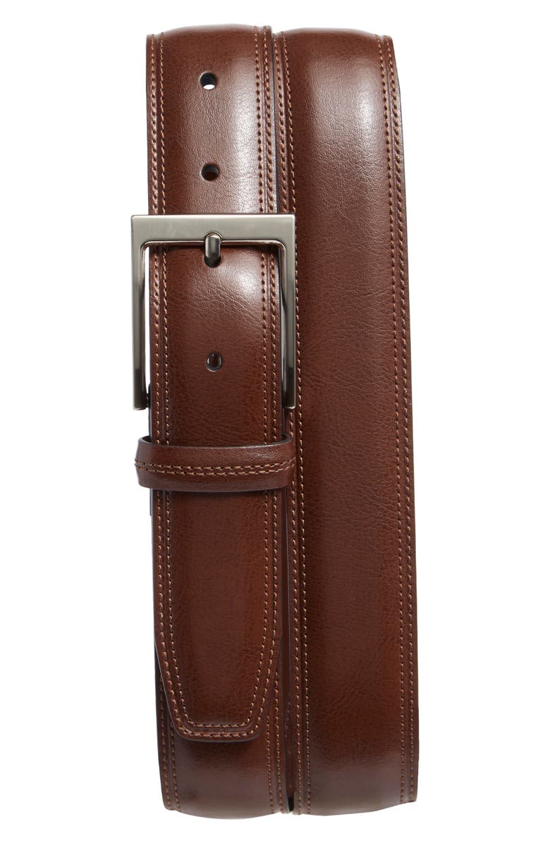 Original Penguin Madras Leather Belt, Main, color, 
