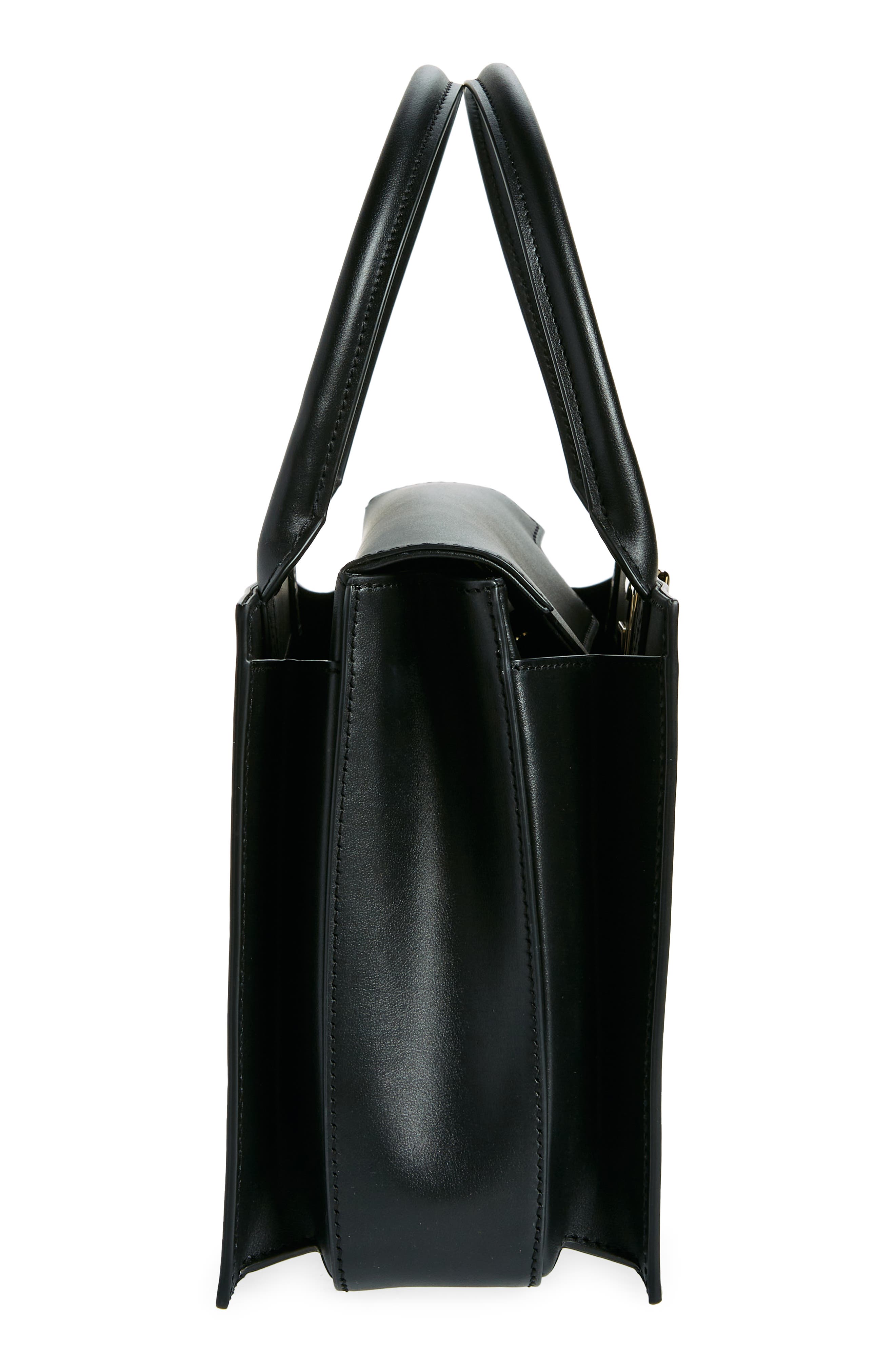 Dolce&Gabbana 3.5 Logo Leather Top Handle Bag, Alternate, color, Black