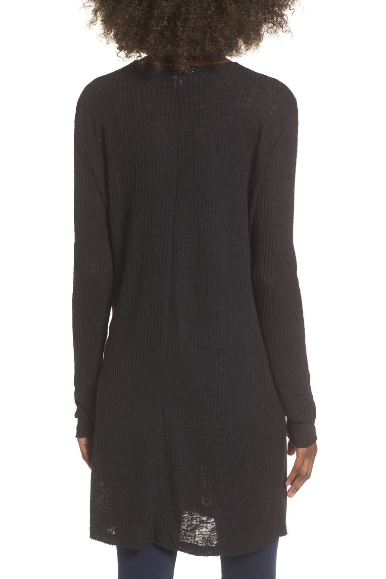 Ribbed Knit Cardigan, Alternate, color, BLACK