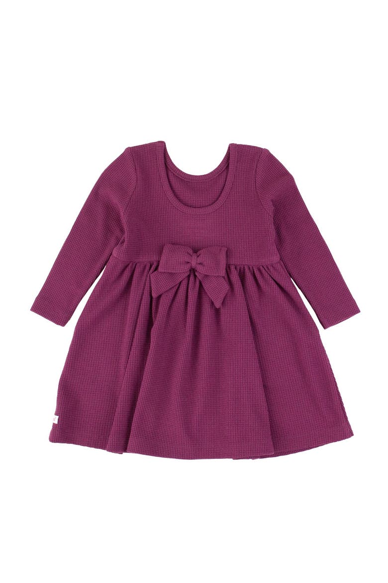 Girls Waffle Knit Long Sleeve Twirl Dress, Alternate, color, Eggplant Harvest