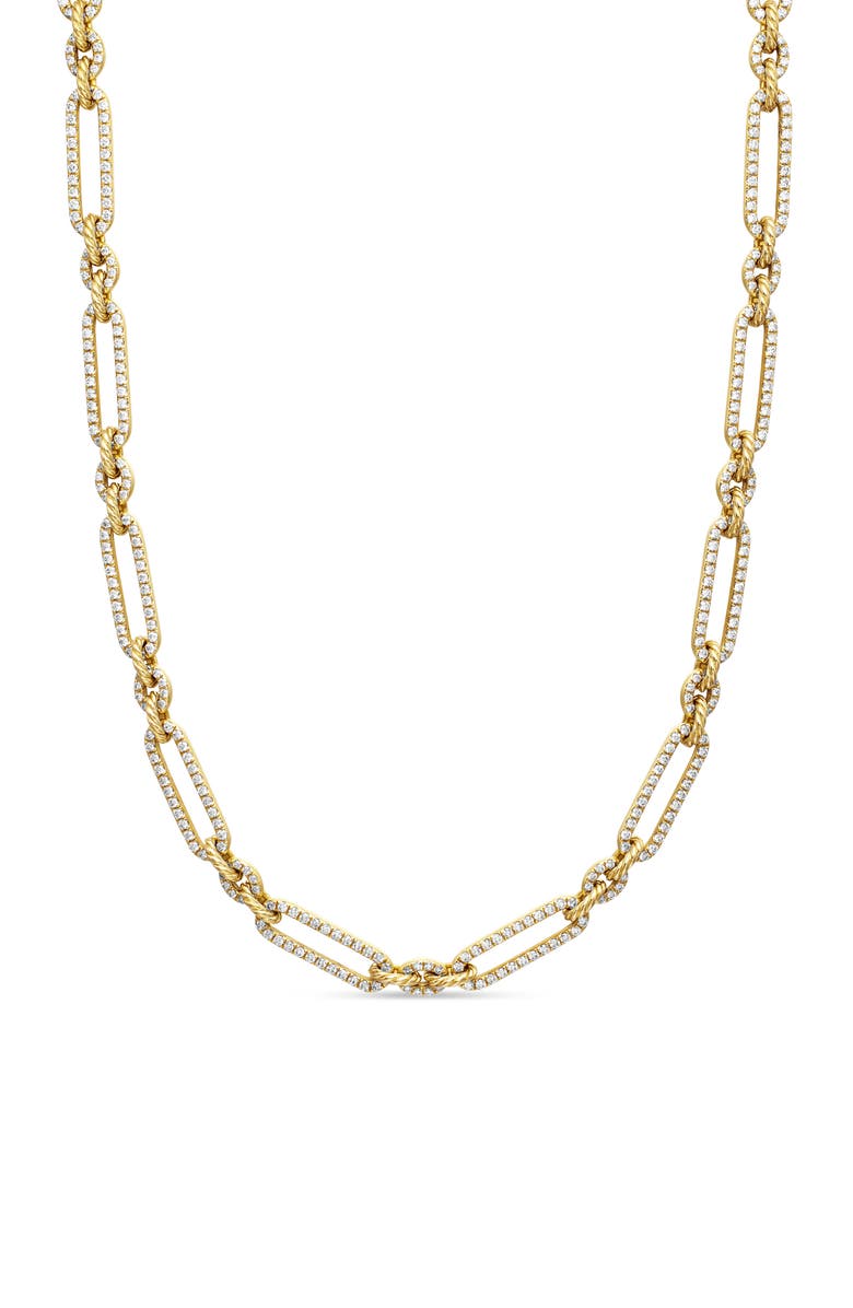 David Yurman Lexington Chain Necklace in 18K Yellow Gold with Full Pavé Diamonds, Main, color, 18K Yellow Gold