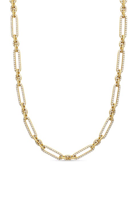 Lexington Chain Necklace in 18K Yellow Gold with Full Pavé Diamonds