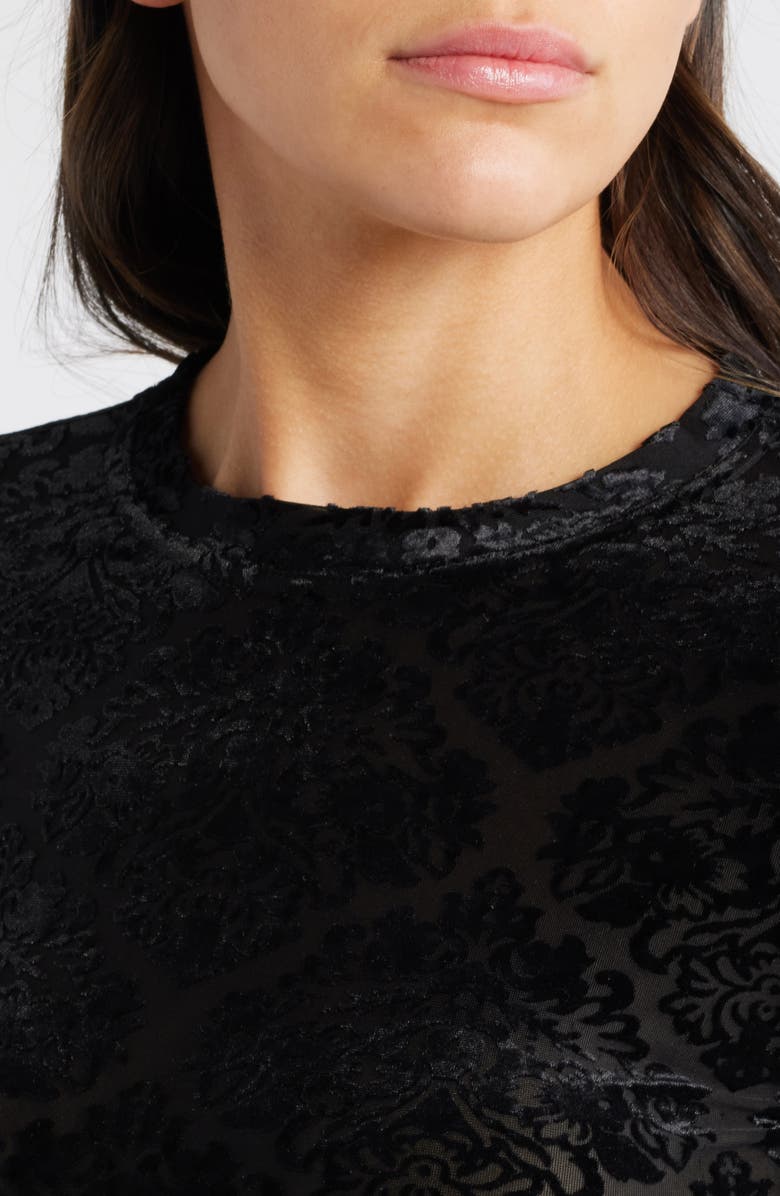 PAIGE Chelle Burnout Velvet Top, Alternate, color, Black