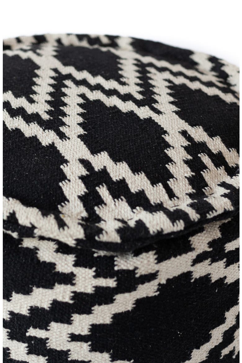 Diamond Pattern Pouf, Alternate, color, BLACK/ WHITE