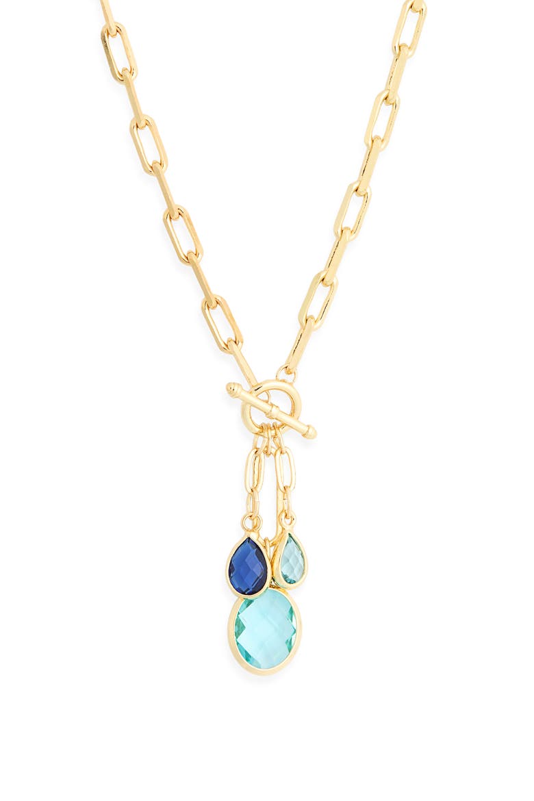 Glass Pendant Toggle Necklace, Alternate, color, BLUE MULTI- GOLD