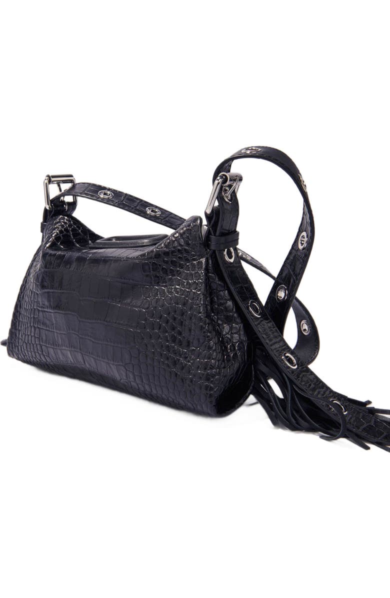 maje Miss M mini embossed leather bag, Alternate, color, Black