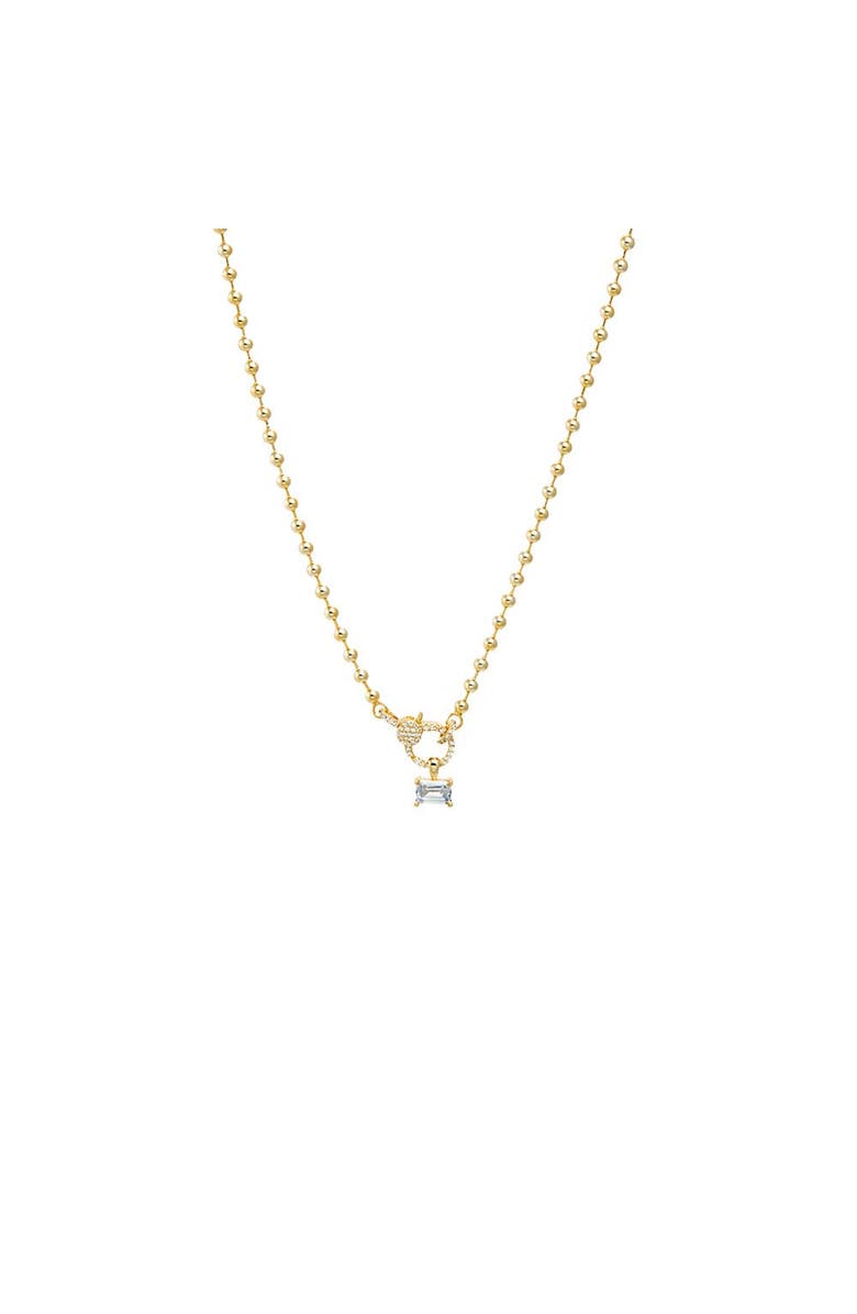 BY ADINA EDEN Beaded Ball Chain Clasp Emerald Charm Necklace, Main, color, Gold