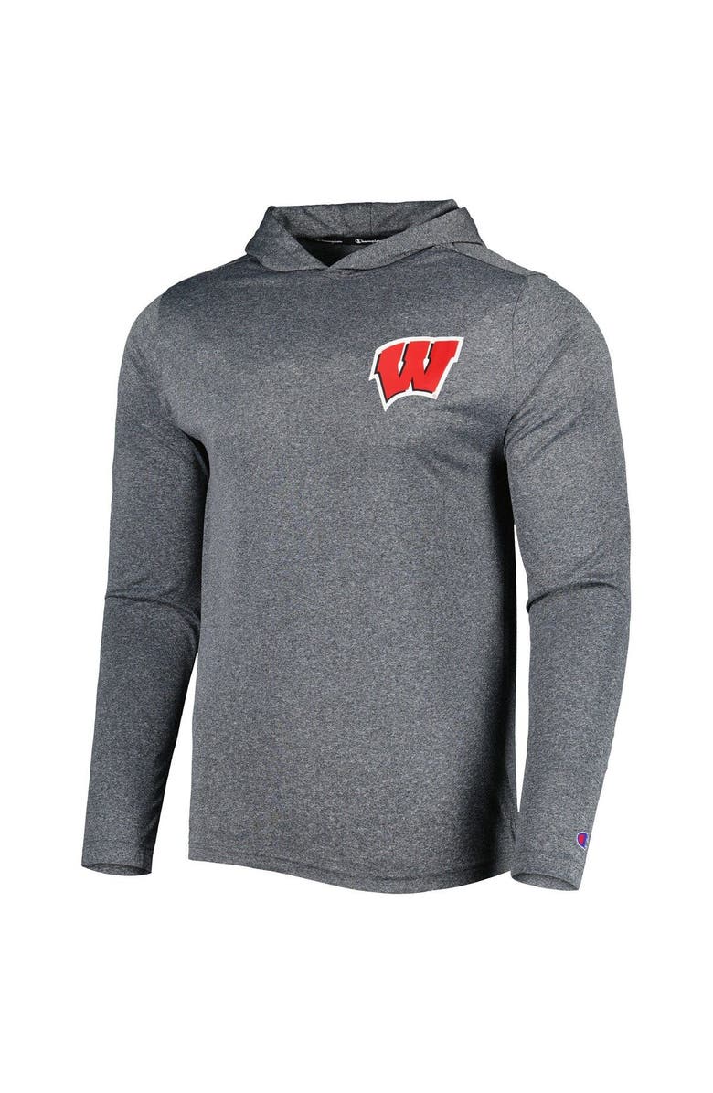 KNIGHTS APPAREL Men's Champion Gray Wisconsin Badgers Hoodie Long Sleeve T-Shirt, Alternate, color, Gray