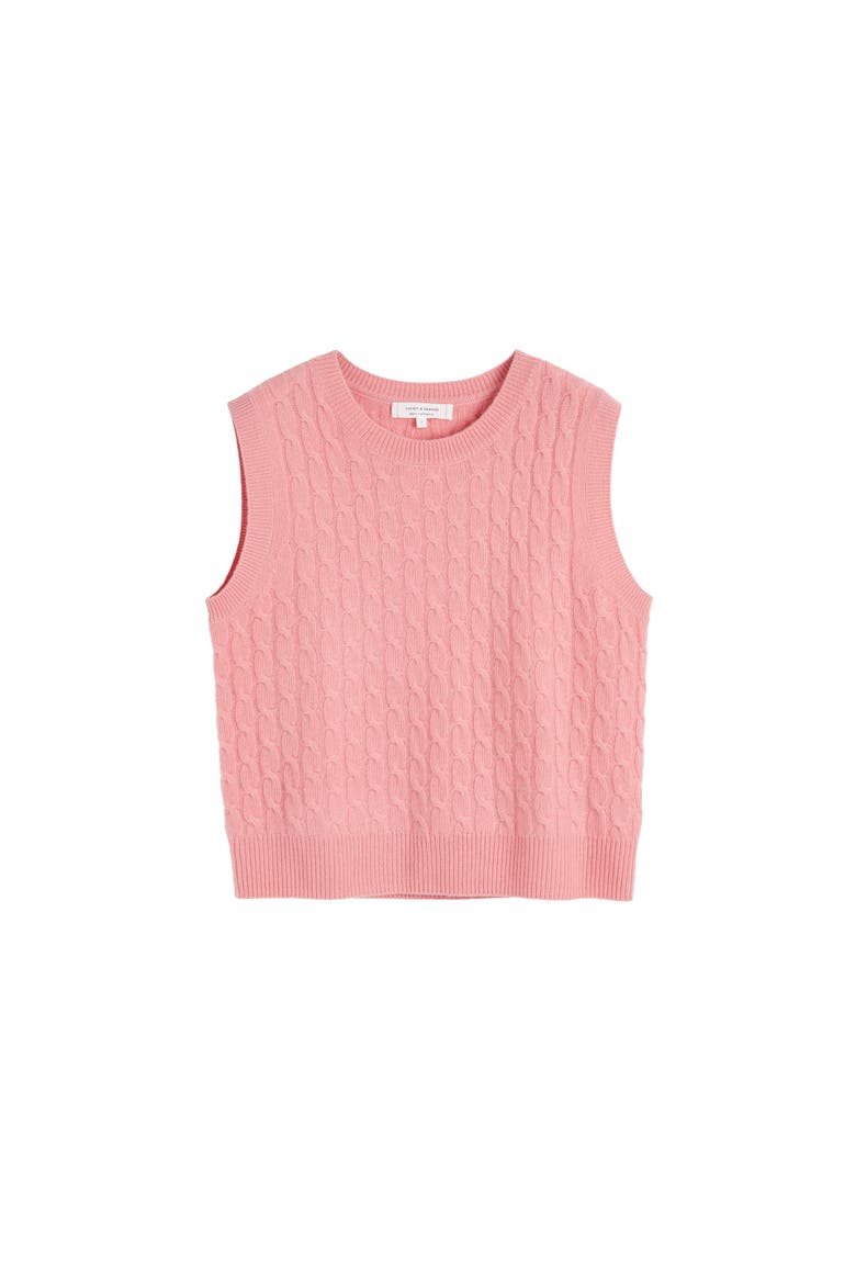 Pure Cashmere Cabled Tank, Alternate, color, Salmon