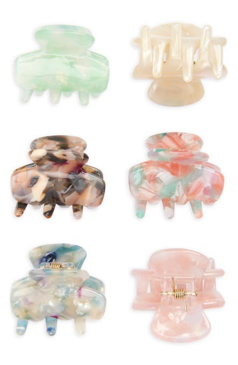 Assorted 6-Pack Mini Jaw Hair Clips