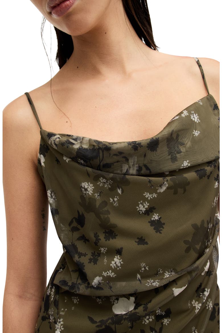 Ulla Kora Floral Mesh Slipdress, Alternate, color, KHAKI GREEN