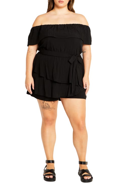Kiki Off the Shoulder Playsuit Romper (Plus)