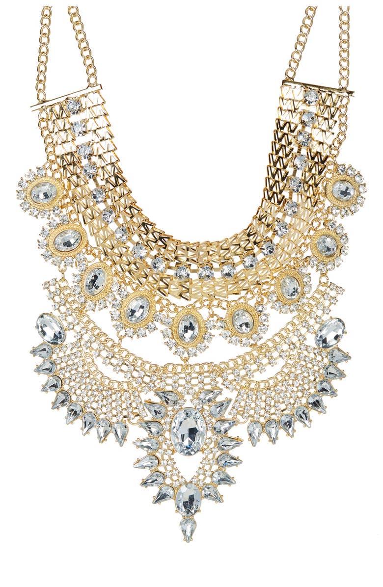 EYE CANDY LOS ANGELES Zania Bib Necklace, Main, color, Gold