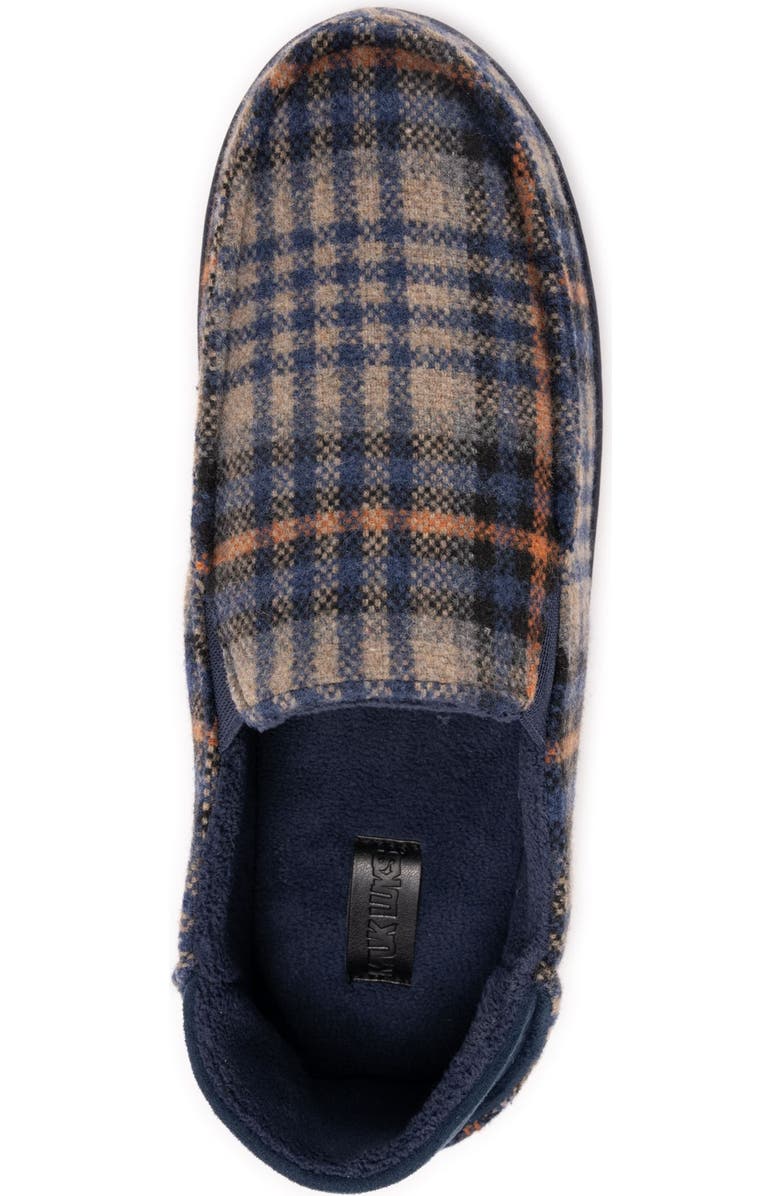 MUK LUKS Owen Step-Down Slipper, Alternate, color, Navy Plaid