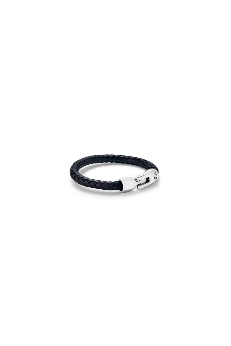 Braided Leather Bracelet with Secure Closure, Alternate, color, Silver