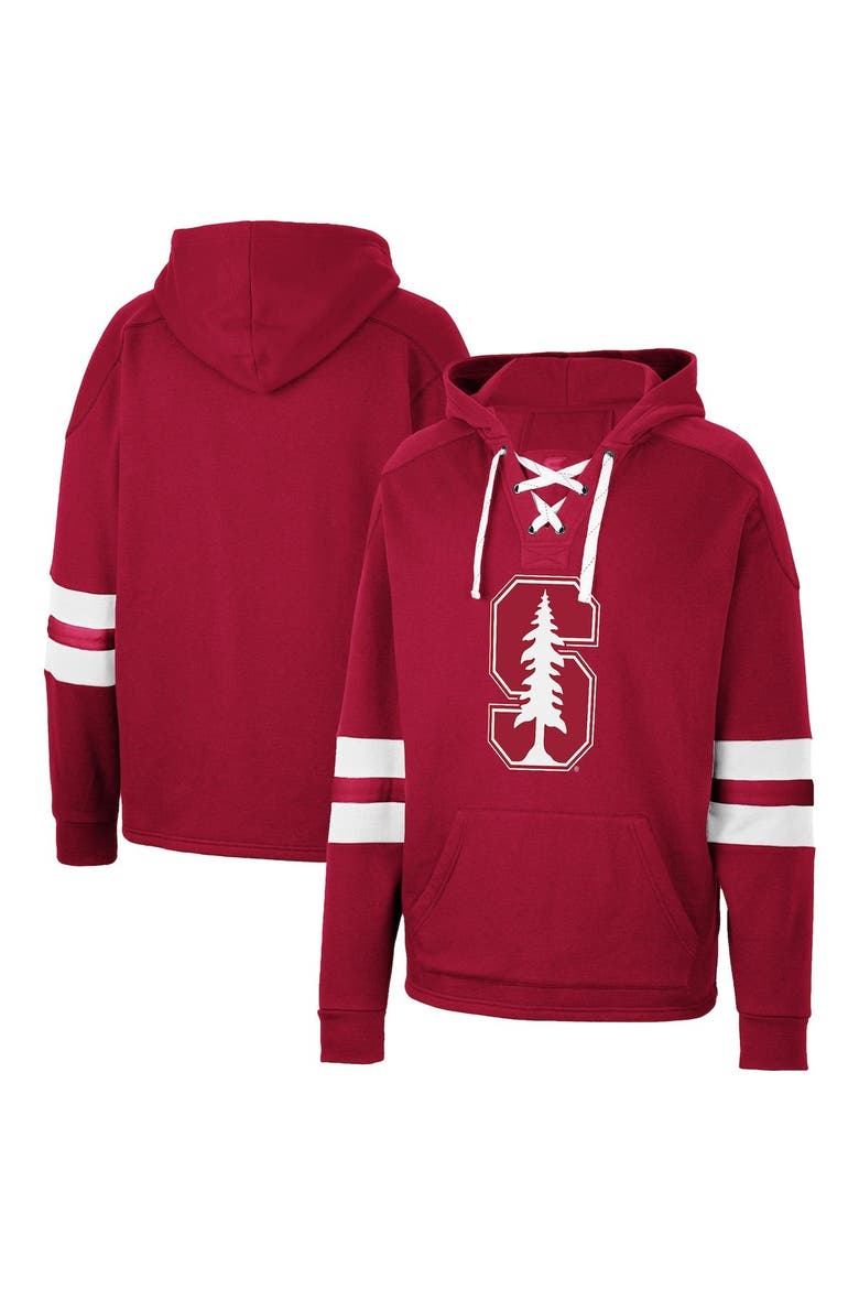 Men's Colosseum Cardinal Stanford Cardinal Lace-Up 4.0 Pullover Hoodie, Main, color, Cardinal
