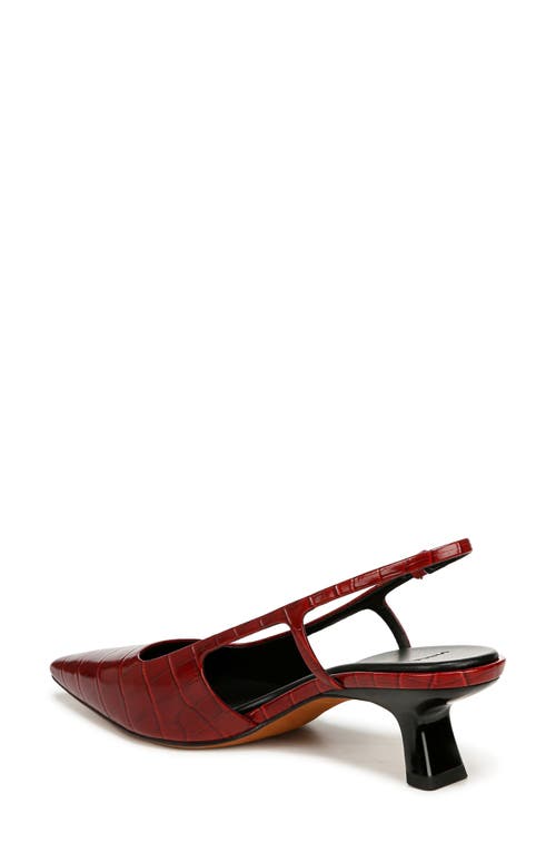 Vince Bianca Croco Kitten Slingback Pumps In Red Currant