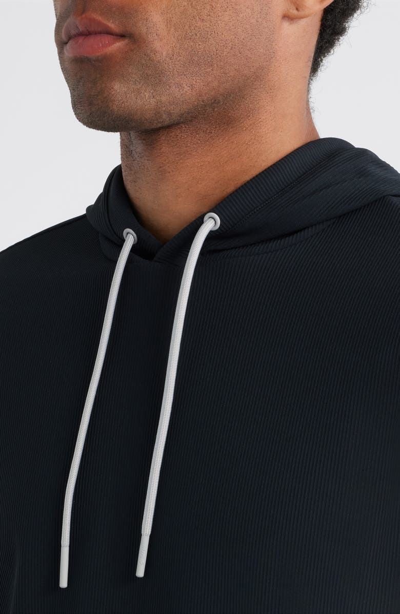 johnnie-O Hoppin Ribbed Stretch Hooded Pullover, Alternate, color, Black