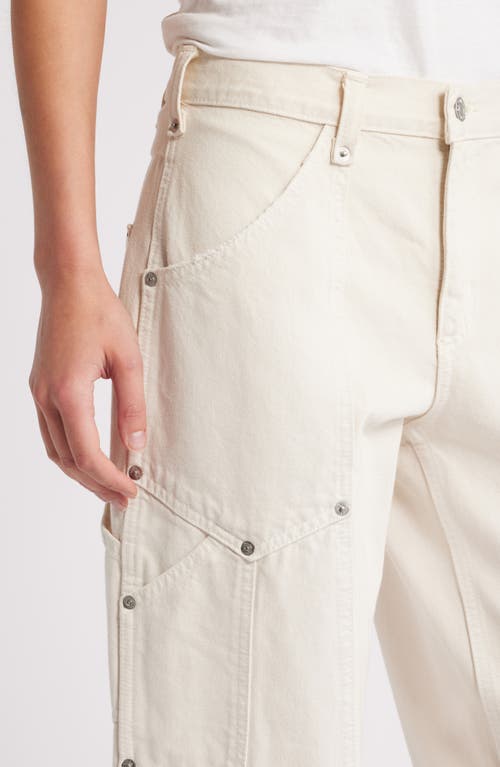 Re/done High Rise Straight Leg Jeans In Distressed Vintage White In Distressed Vintage White