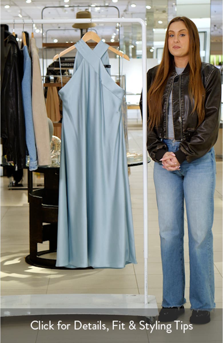 Satin Charmeuse Cocktail Halter Dress, sales video thumbnail