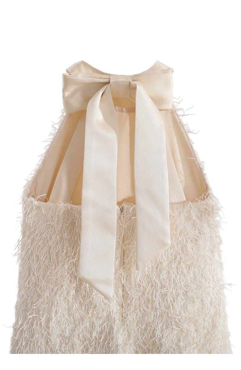 Tulleen Rosette Ribbon-Back Dress, Alternate, color, Cream