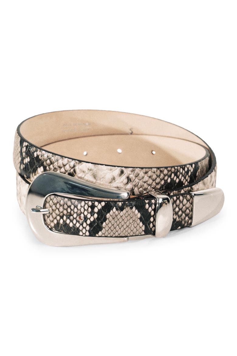 Colette Snake Embossed Leather Belt, Alternate, color, IVORYBROWN SNAKESKIN/SILVER