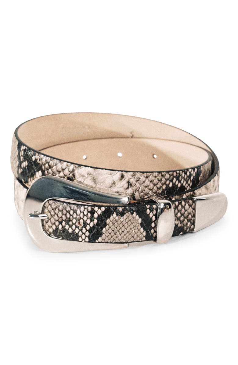 Déhanche Colette Snake Embossed Leather Belt, Alternate, color, Ivorybrown Snakeskin/Silver