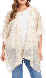 Karen Kane Embroidered Floral Open Front Jacket