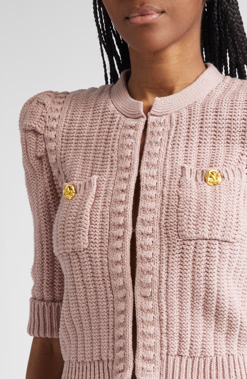 L Agence Delilah Cropped Textured Cardigan In Pink