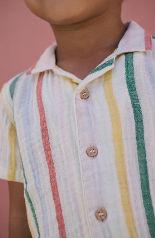 Next Kids' Stripe Cotton Seersucker Camp Shirt & Drawstring Shorts Set In Multi