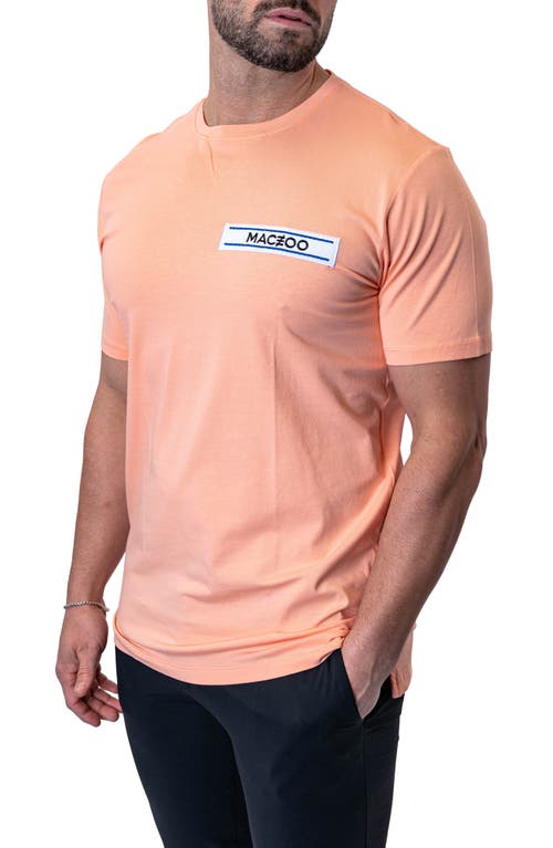 Maceoo Baron Peachpink Logo Patch Stretch Cotton T-shirt In Orange