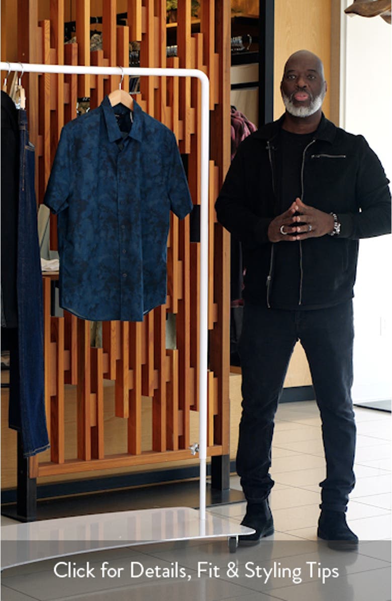 Dye Camo French Placket Short Sleeve Button-Up Shirt, sales video thumbnail