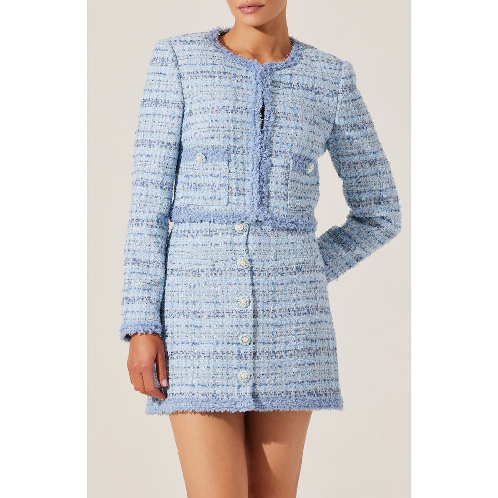 Astr The Label Milena Tweed Jacket In Blue