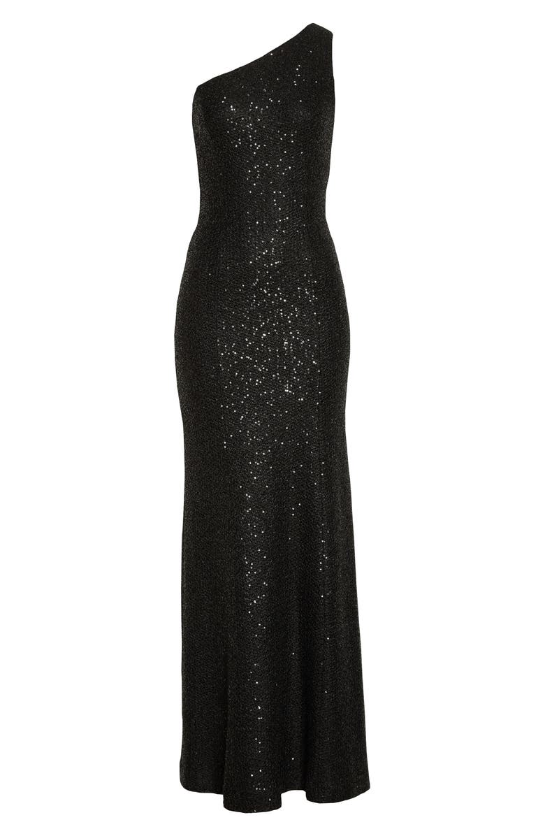 St. John Evening One-Shoulder Sequin Knit Gown, Alternate, color, 
