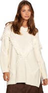 Belle & Bloom Tassel Line Fringe Oversized Sweater