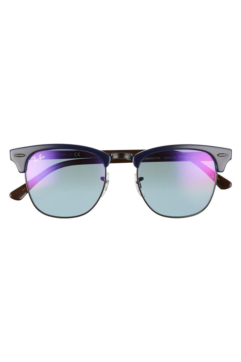 Clubmaster 51mm Sunglasses, Alternate, color, BLUE/ RED/ BLUE MIRROR