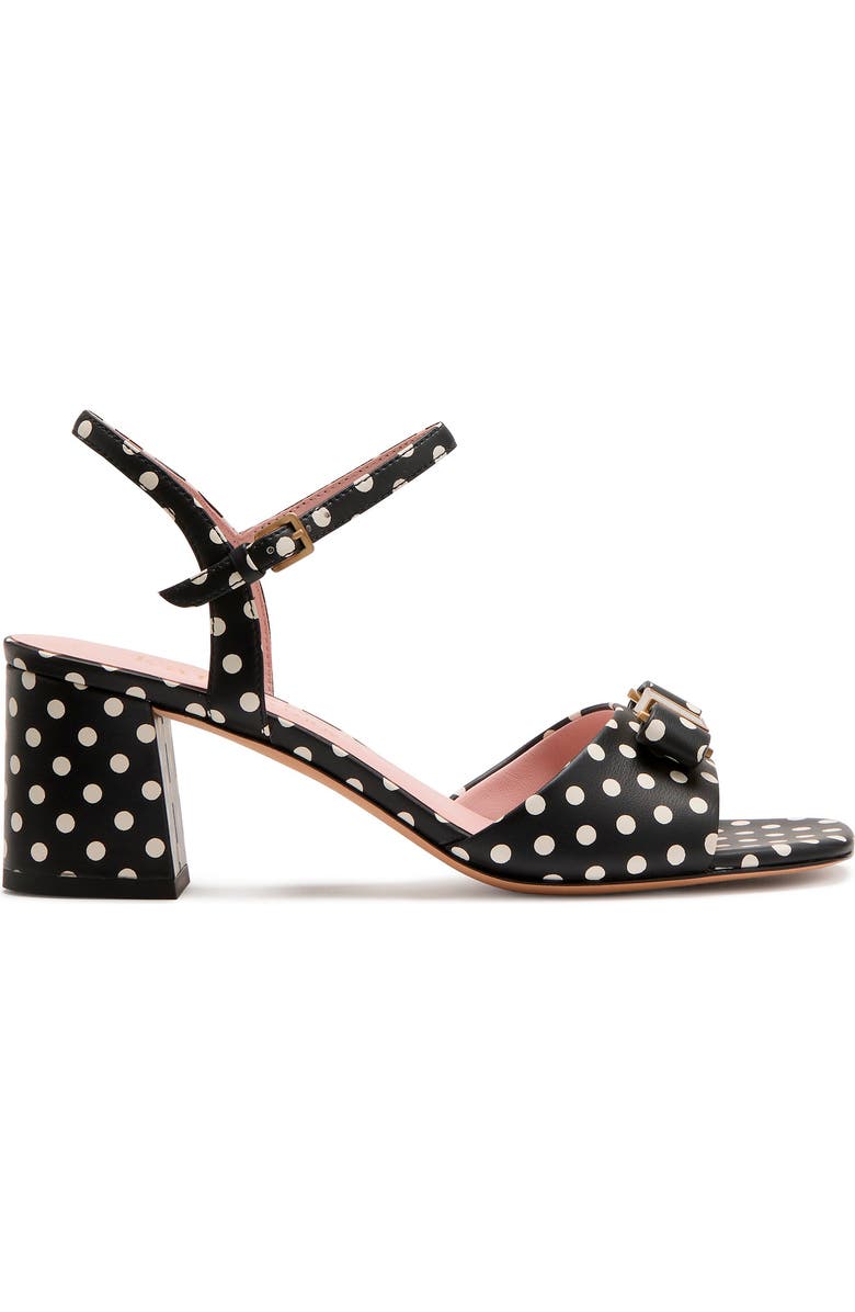 Kate Spade New York bowdie breezy dot ankle strap sandal, Alternate, color, Black/ Cream