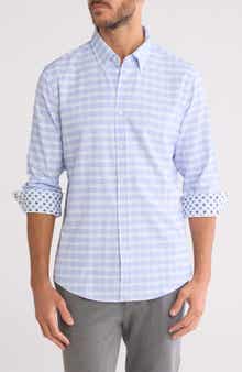 DENIM AND FLOWER Gingham Tech Comfort Long Sleeve Button-Up Shirt