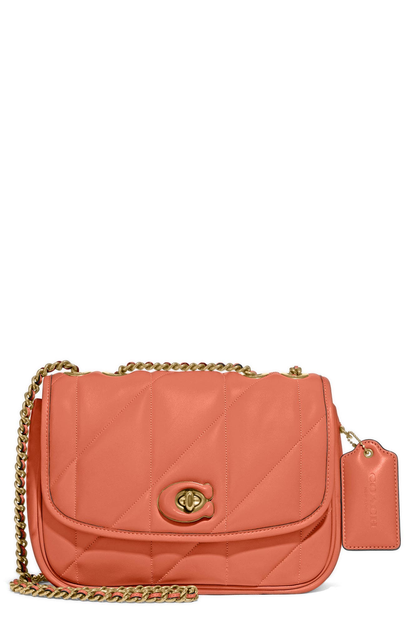 Madison Quilted Convertible Shoulder Bag, Main, color, LIGHT CORAL