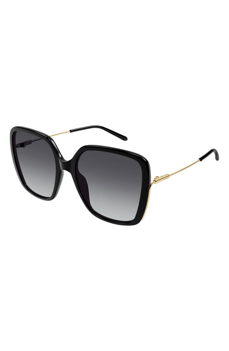 Chloé 57mm Rectangular Sunglasses, Alternate, color,