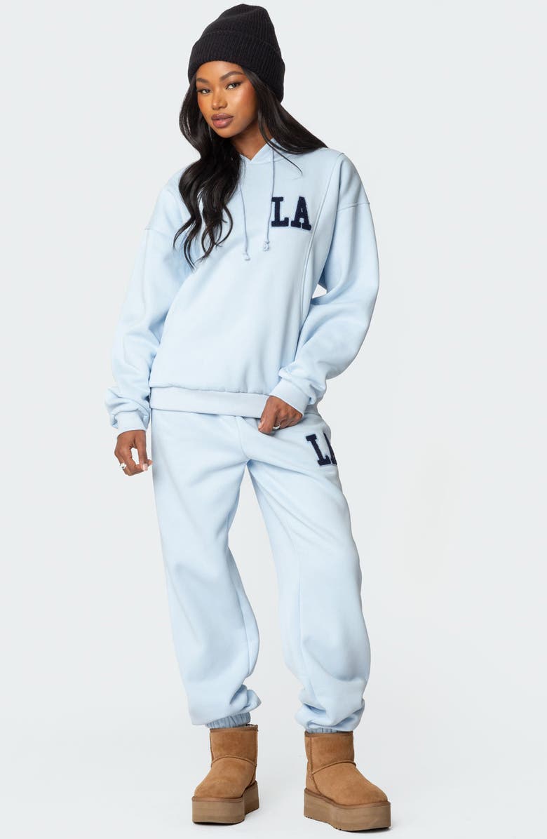 EDIKTED LA Love Relaxed Fit Sweatpants, Alternate, color, Light-Blue